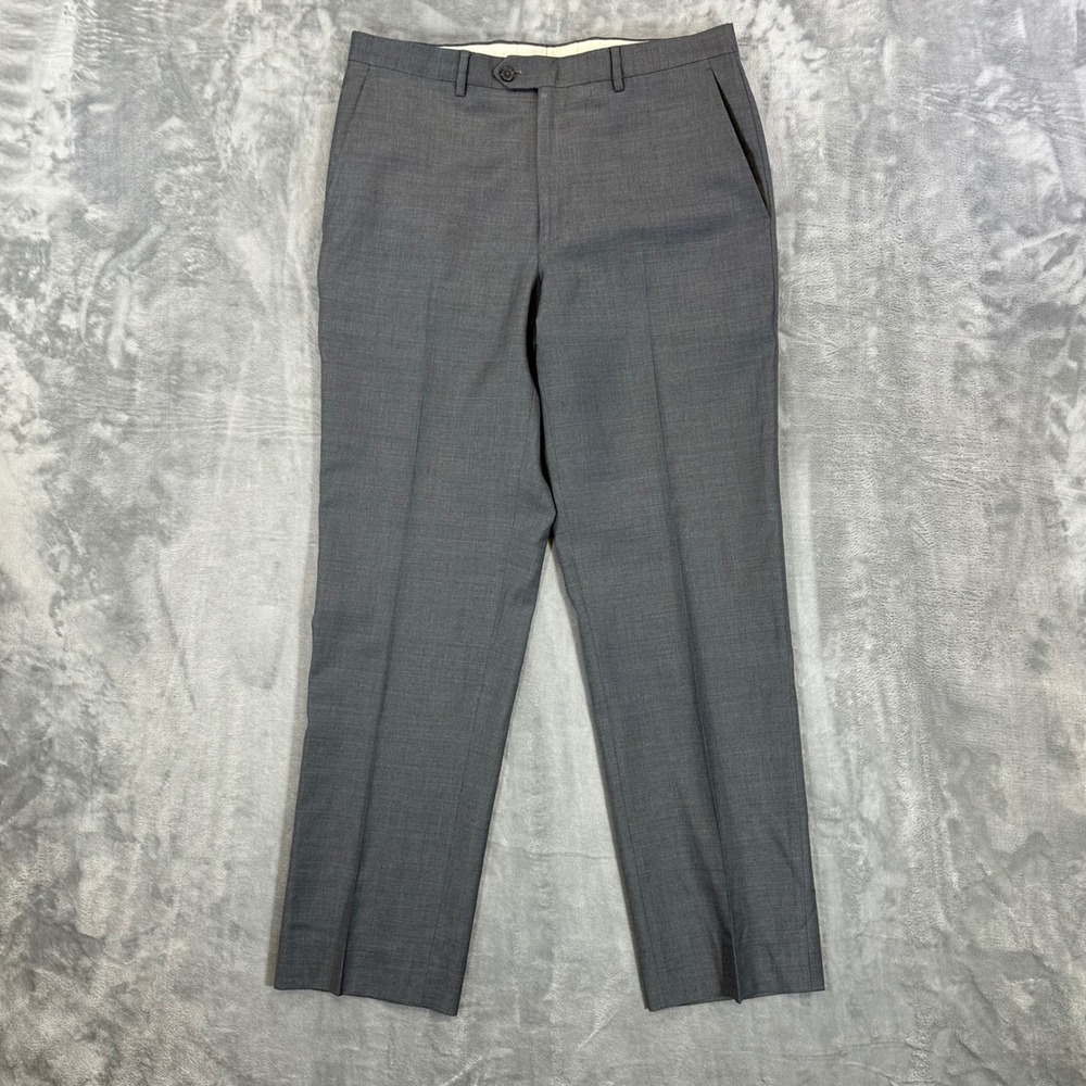 Santorelli Luxury Serge Pants Men's Size 35x34 Gray Virgin Wool